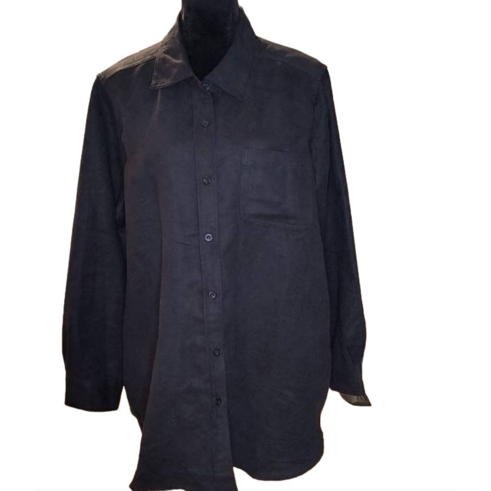 Woman Within L 18/20 Black Button Down Shirt
